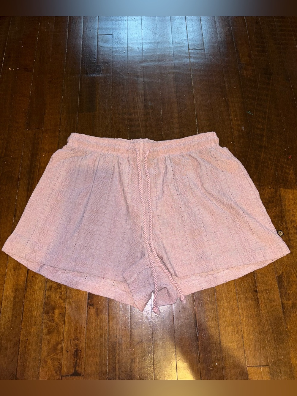 La Vie En Rose Pale Pink Textured Drawstring Lounge Shorts
